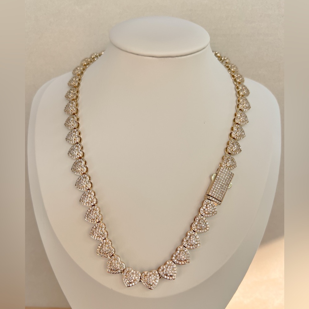 Cluster heart tennis necklace